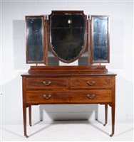 Lot 649 - Edwardian inlaid mahogany bedroom suite,...