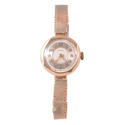 Lot 341A - Medana - a lady's 9 carat yellow gold manual wind bracelet wristwatch.