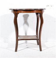 Lot 653 - Edwardian rosewood window table, shaped inlaid...