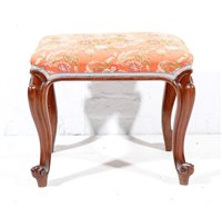 Lot 660 - Victorian mahogany stool, scrolled cabriole...