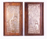 Lot 9 - Gilbert Bayes, two silvered copper shallow...