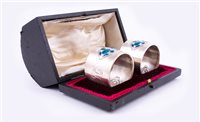 Lot 18 - A pair of Art Nouveau silver and enamelled...