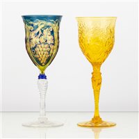Lot 27 - Stevens and Williams, two intaglio carved Hock...