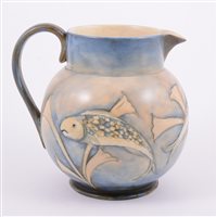 Lot 38 - William Moorcroft, Fish, a large salt glazed...