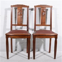 Lot 61 - Pair of Art Deco style dining chairs, stepped...