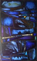 Lot 195 - An English abstract stained glass panel,...