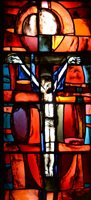Lot 196 - An English abstract stained glass panel,...