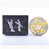 Lot 96 - A Japanese black jewel casket, lined in...