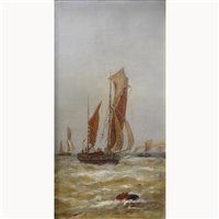 Lot 350 - Mary Holmes, Shipping off the coast, oil on...