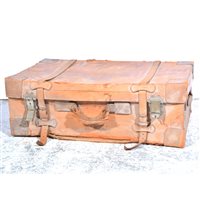 Lot 545 - Painted metal trunk, 69cm; a leather suitcase,...