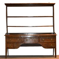 Lot 591 - Oak dresser, 19th Century and later with open...