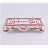 Lot 158 - An English pottery inkstand, rectangular form,...