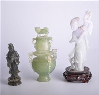 Lot 45 - Lilac tinted carved hardstone model of a...