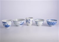 Lot 53 - Chinese blue and white porcelain beaker,...