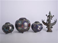 Lot 54 - Cloisonne ovoid jar, domed lid, lacking finial,...