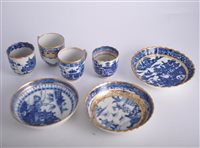 Lot 55 - Collection of blue and white tea bowls and...