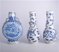 Lot 58 - Chinese blue and white moon flask, decorated...