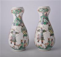 Lot 6 - Pair of Chinese famille vert gourd shape vases,...