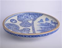 Lot 40 - Japanese blue and white dished circular...