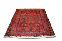 Lot 578 - Lori rug, with two rows of three medallions on...