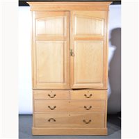Lot 567 - Victorian stripped oak and ash press cupboard,...