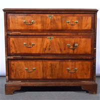 Lot 550 - George II walnut chest of drawers, adapted,...