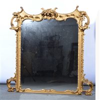 Lot 551 - Rococo revival gilt wood and gesso over mantel,...