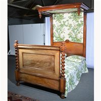 Lot 552 - Victorian mahogany half-tester bed, moulded...