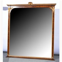 Lot 555 - Victorian walnut and parcel gilt over mantel,...