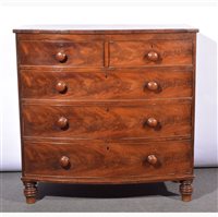Lot 556 - Victorian mahogany bow-front chest of drawers,...