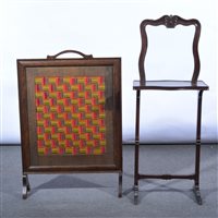 Lot 518 - French walnut fire screen, glazed panel above...