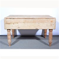 Lot 533 - Pine table, rectangular boarded top with two...