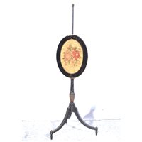 Lot 540 - Victorian walnut pole screen, woolwork panel...
