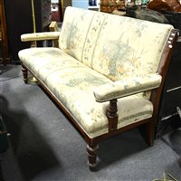 Lot 511 - Victorian mahogany bench, turned supports,...