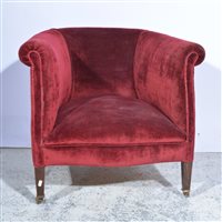 Lot 505 - Edwardian tub chair, square tapering stained...
