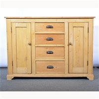 Lot 470 - Stripped pine housekeeper's cupboard, fitted...