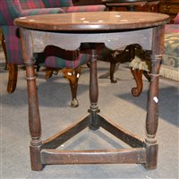 Lot 477 - Small oak cricket table, 20th Century,...