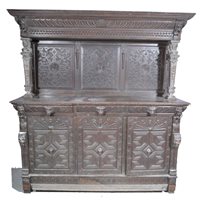 Lot 482 - Victorian oak dresser, carved in a Flemish...