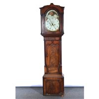 Lot 566 - Mahogany longcase clock, damaged pediment, the...