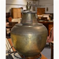 Lot 586 - Eastern beaten brass lamp, height 38cm.