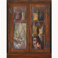Lot 360 - G.R.Herickx, Corner Cupboard, oil on board,...