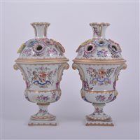 Lot 9A - Pair of Samson porcelain urn-shaped vases, the...