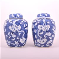 Lot 13 - Chinese blue and white ginger jar, bearing...