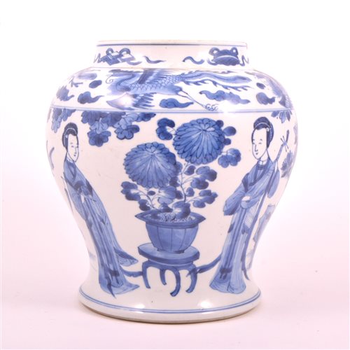 Lot 14 - Chinese blue and white jar of baluster shape,...