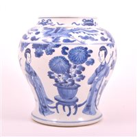 Lot 14 - Chinese blue and white jar of baluster shape,...