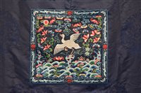 Lot 17 - Chinese dark blue damask long robe,...