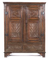 Lot 233 - Joined oak cupboard, basically early 18th...