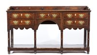 Lot 238 - George III oak dresser base, rectangular...