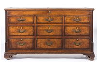 Lot 240 - Late Georgian oak and mahogany mule chest,...