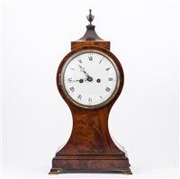 Lot 55 - Regency mahogany mantel clock, balloon shape...